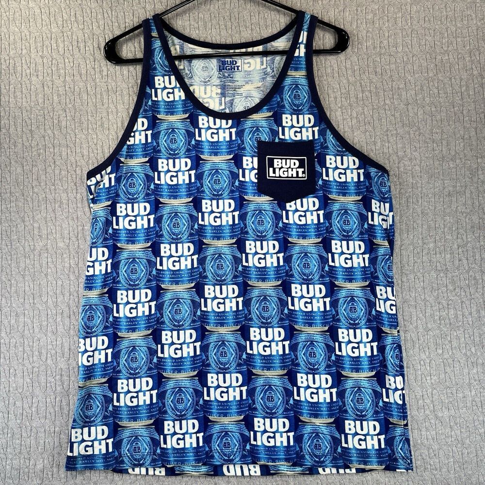 Bud Light Beer Men's Tank Top shirt Size (M)38/40‎ summer comfort casual beach